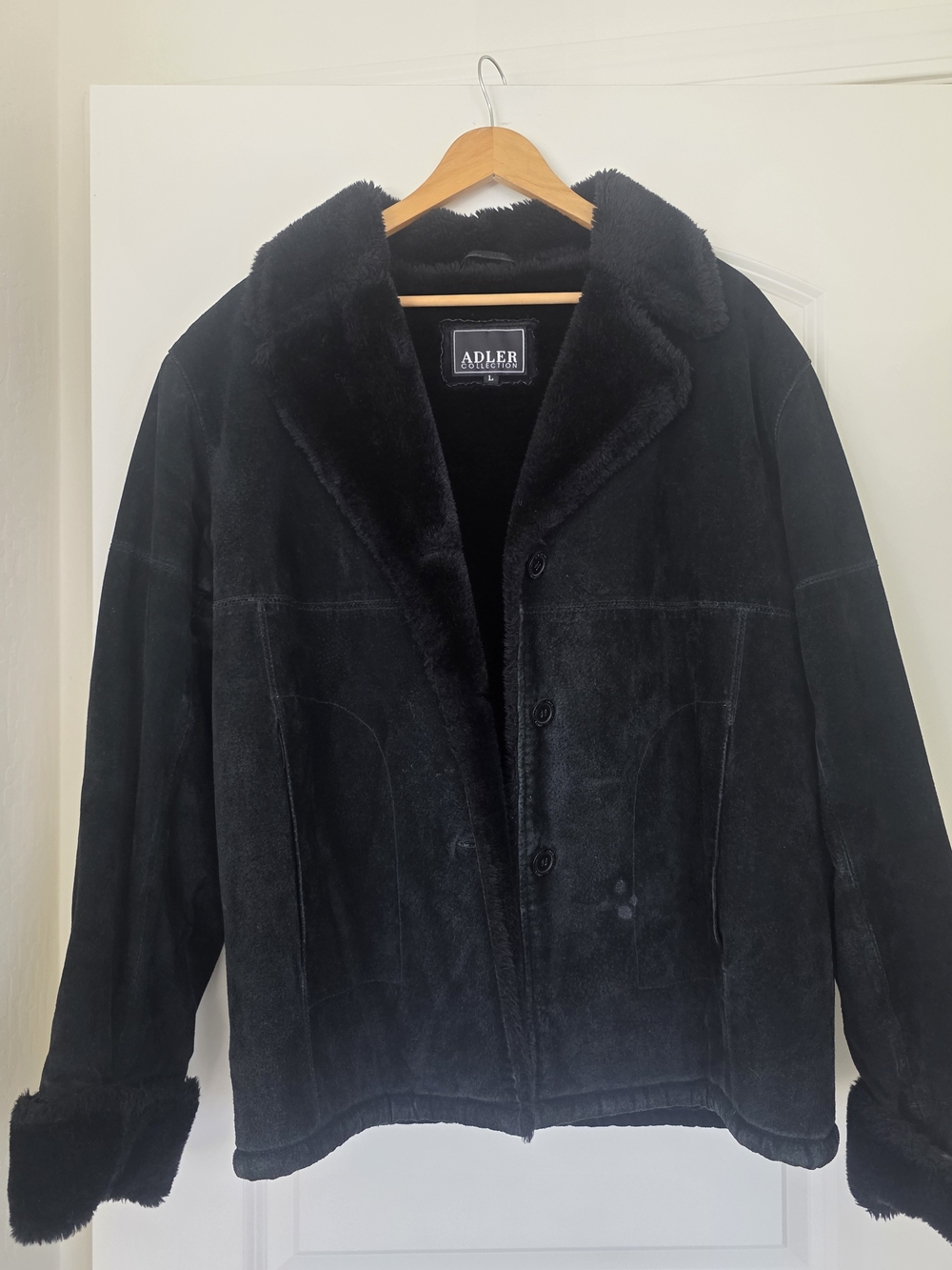 Black Shearling-Lined Suede Jacket